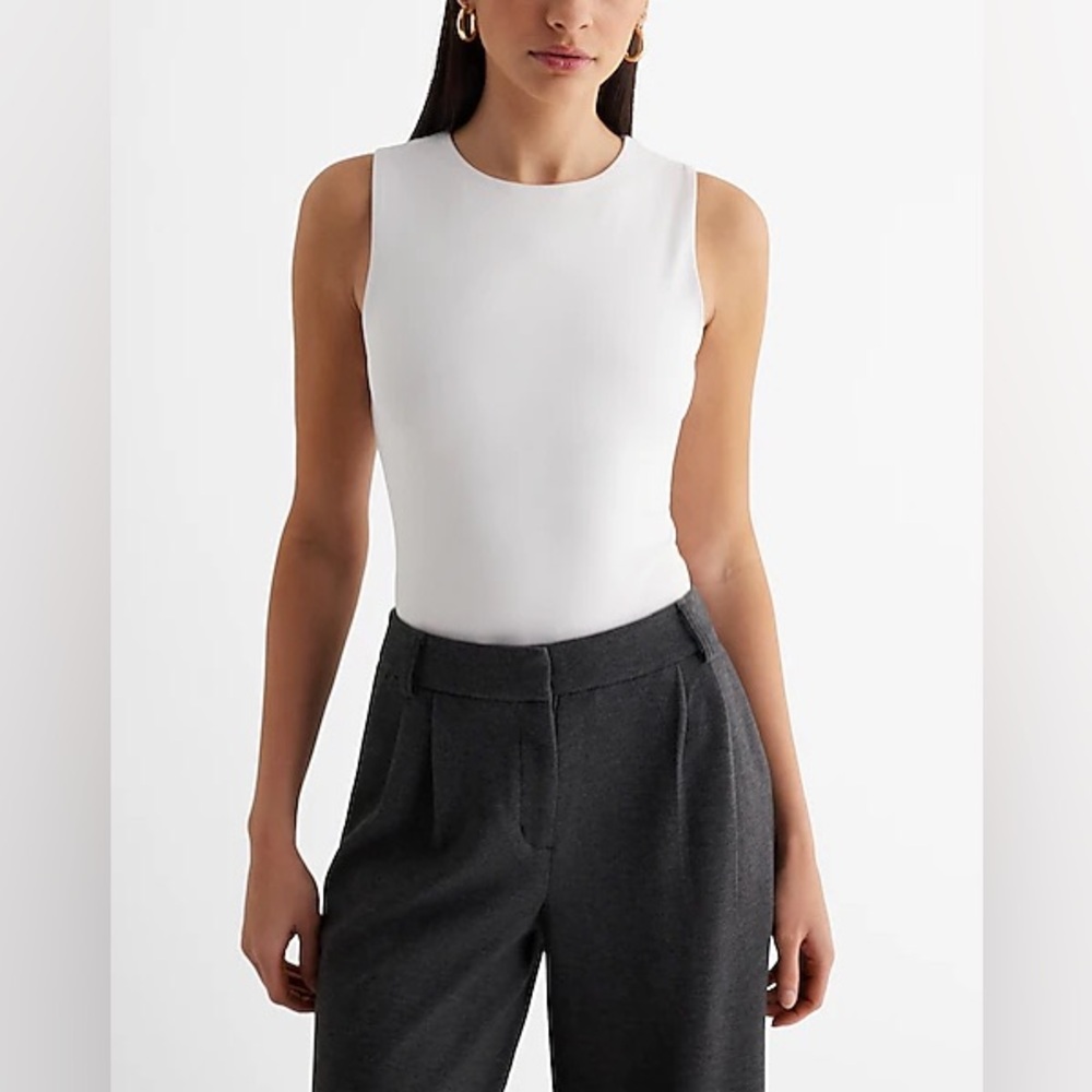 White High Neck Body Contour Bodysuit